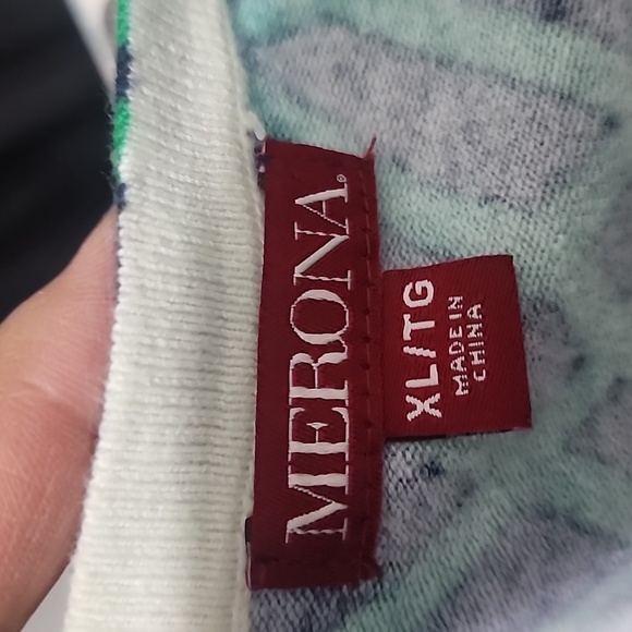 Merona Navy and Green Geometric Design Cardigan Sweater - Picture 7 of 8